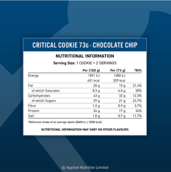 Applied Nutrition Critical Cookie Chocolate Chip (12 x 73g)