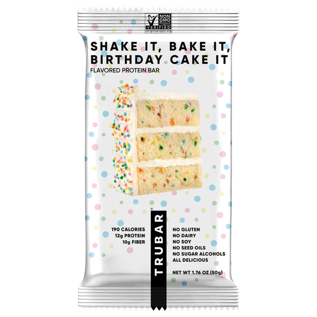 Trubar Plant Protein Bar - Shake it, Bake it, Birthday Cake it (12 x 50g)