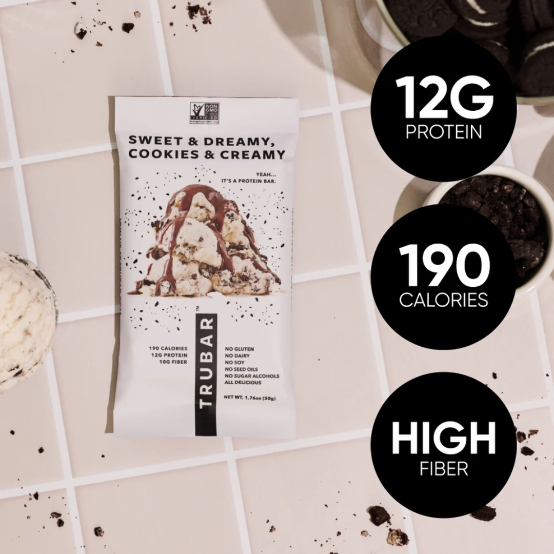 Trubar Plant Protein Bar - Sweet & Dreamy, Cookies & Creamy (12 x 50g)