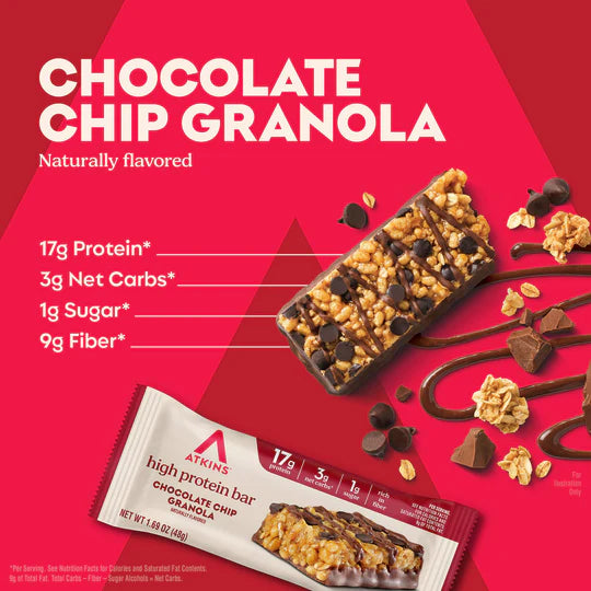 Atkins High Protein Bar Choc Chip Granola (4 x 48g)