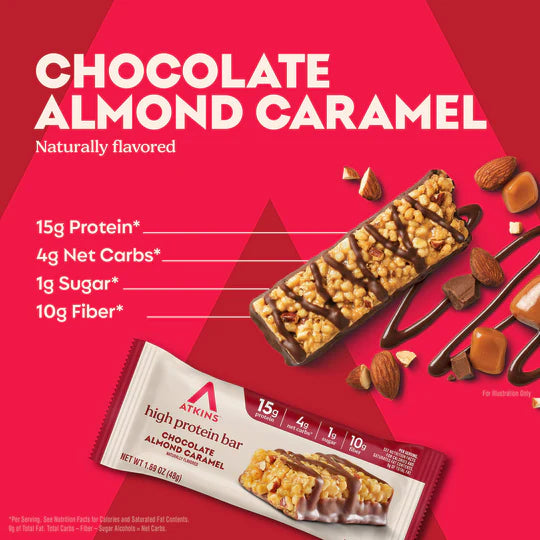 Atkins High Protein Bar Choc Almond Caramel (4 x 48g)