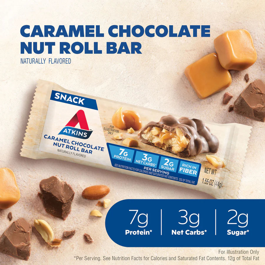 Atkins Snack Bar Caramel Chocolate Nut Roll (5 x 40g)